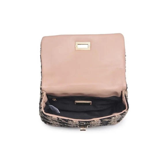 Black & Tan Tweed Crossbody Bag with gold chain - Picture 2 of 4